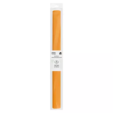 Бумага крепированная Три Совы 50*250 см. 32г./м2 светло-оранжевая в рулоне пакет с европодвесом