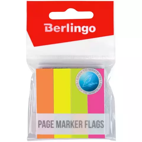 Флажки-закладки Berlingo 12*50 мм. 100 л*4 неоновых цвета