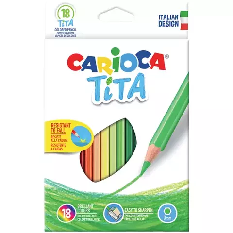 Карандаши цветные пластиковые Carioca "Tita" 18 цв. заточенные картон