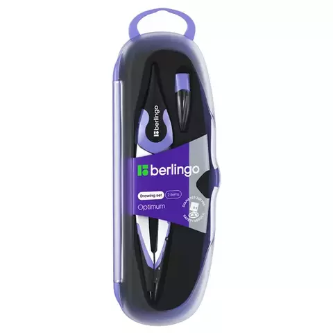 Готовальня Berlingo "Optimum" 2 предмета циркуль 135 мм. пластиковый футляр фиолетовый