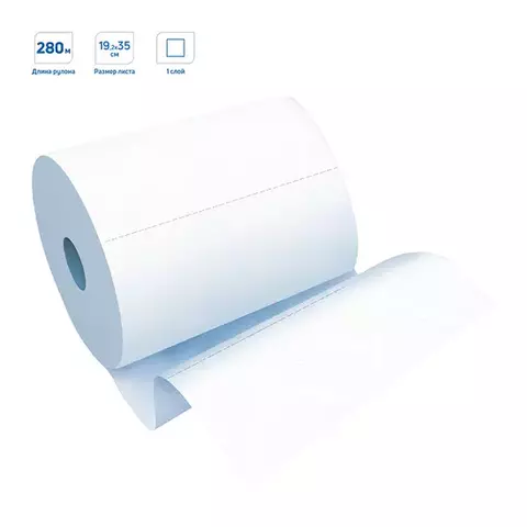 Полотенца бумажные в рулонах OfficeClean (M1) 1-слойные 280 м/рул. ЦВ ультрадлина перфорац. белые