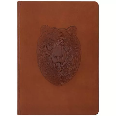 Ежедневник недатированный А5 136 л. кожзам Кожевенная мануфактура "Медведь" коричневый тиснение