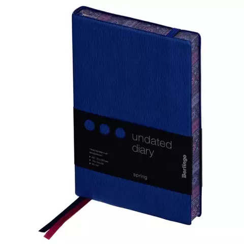 Ежедневник недатированный В6 160 л. кожзам Berlingo "Spring" синий полноцветный срез