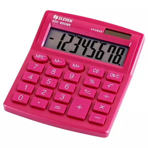 Калькулятор настольный Eleven SDC-805NR-PK 8 разр. двойное питание 127*105*21 мм. розовый