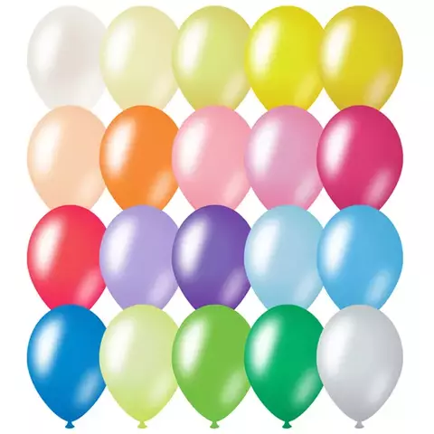 Воздушные шары 100 шт. М12/30 см. Meshu металлик 20 цветов ассорти