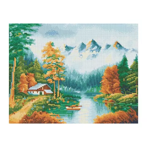 Алмазная мозаика Три Совы "Осень в горах" 30*40 см. холст картонная коробка с пластиковой ручкой