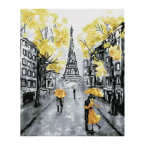 Алмазная мозаика Три Совы "желтый Париж" 40*50 см. холст картонная коробка с пластиковой ручкой