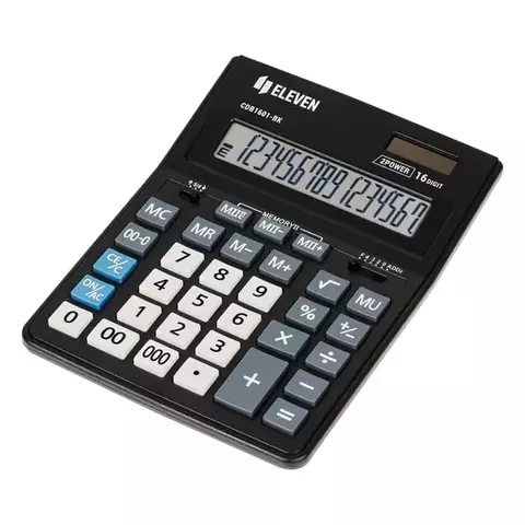 Калькулятор настольный Eleven Business Line CDB1601-BK 16 разрядов двойное питание 155*205*35 мм. черный