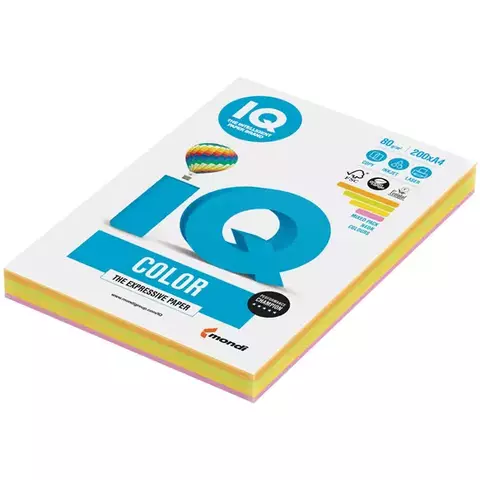 Бумага IQ "Color Neon Mixed Packs" А4 80г./м2 200 л. (4 цвета)