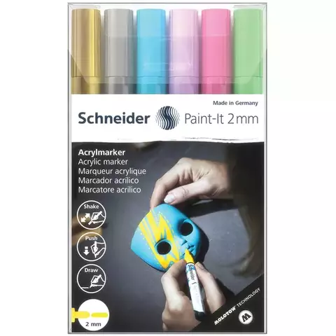Набор маркеров акриловых Schneider "Paint-it 310" 2 мм. ассорти 6 шт.
