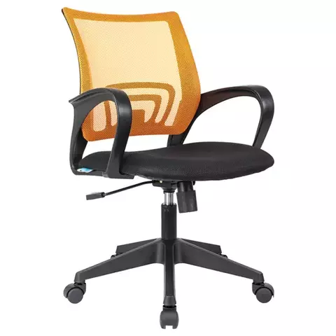 Кресло оператора Helmi HL-M95 (695) "Airy" спинка сетка оранжевая/сиденье ткань TW черная механизм качания