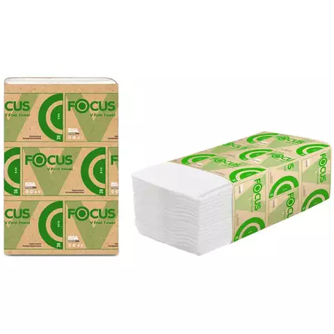 Полотенца бумажные лист. Focus Eco (V-сл) 1-слойные 250 л/пач. 23*205 см. белые