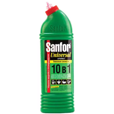Чистящее средство для сантехники Sanfor "Universal 10в1. Лимонная свежесть" гель с хлором 1 л