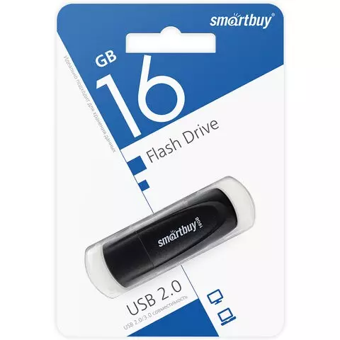 Флеш-диск 16 GB SMARTBUY Scout USB 2.0 черный
