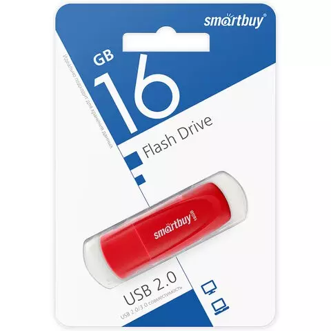 Флеш-диск 16 GB SMARTBUY Scout USB 2.0 красный