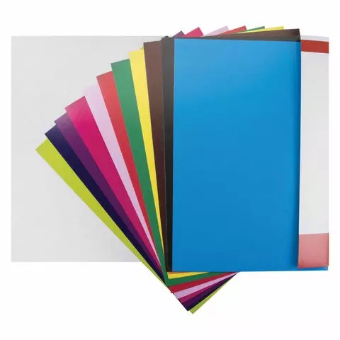 Картон цветной А4 мелованный комплект 3 папки по 12 листов 12 цветов Brauberg 200х290 мм.