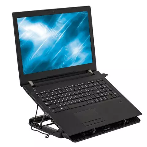 Подставка для ноутбука с охлаждением 2 порта USB-A LED-подсветка 352х252 мм. Brauberg
