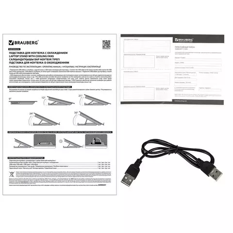Подставка для ноутбука с охлаждением 2 порта USB-A LED-подсветка 352х252 мм. Brauberg