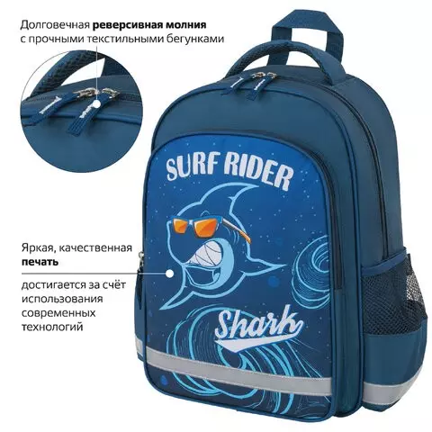 Рюкзак Пифагор SCHOOL 1 отделение 3 кармана "Shark attack" 38x28х14 см.