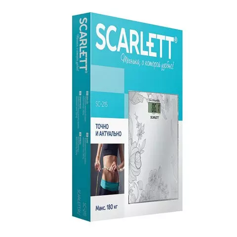 Весы напольные Scarlett SC-215 электронные вес до 180 кг. квадратные стекло