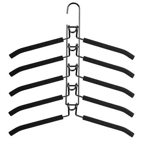 Вешалка-плечики трансформер 2 комплектА (10 плечиков) металл с покрытием черные BRABIX