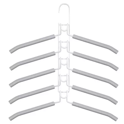 Вешалка-плечики трансформер 2 комплектА (10 плечиков) металл с покрытием белые BRABIX