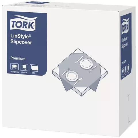 Скатерти одноразовые Tork "LinStyle Slipcover" 80*80 белые 20 шт. 474741