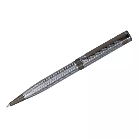 Ручка шариковая Delucci "Stellato" синяя 10 мм. корпус серебро/хром поворотн. подарочная упаковка