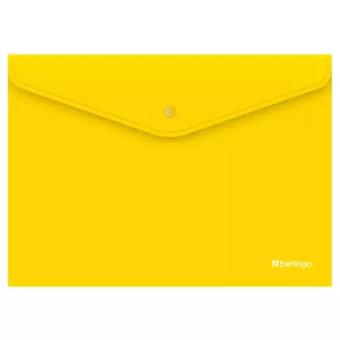 Папка-конверт на кнопке Berlingo "City Style" А4 200 мкм. непрозрачная желтая