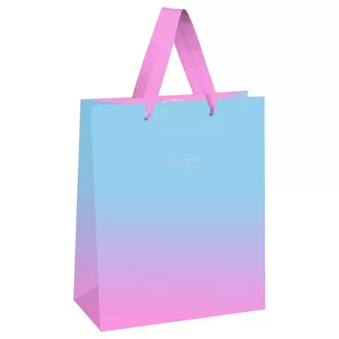 Пакет подарочный 11*14*65 см. Meshu "Duotone. Light blue-Pink gradient" отд. фольгой матовая ламинация