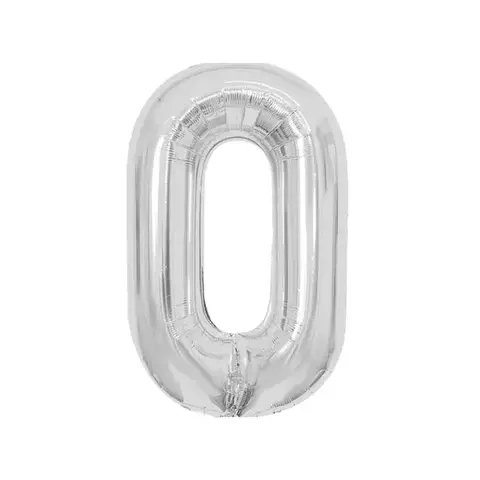 Воздушный шар 40" Meshu цифра 0 серебро фольгированный