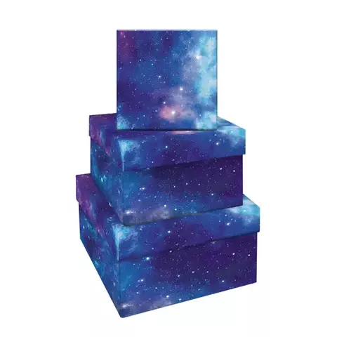 Набор квадратных коробок 3в1 Meshu "В глубинах космоса" (195*195*11-155*155*9 см.)