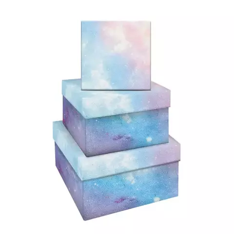 Набор квадратных коробок 3в1 Meshu "Облака" (195*195*11-155*155*9 см.)