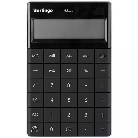 Калькулятор настольный Berlingo "PowerTX" 12 разр. двойное питание 165*105*13 мм. антрацит