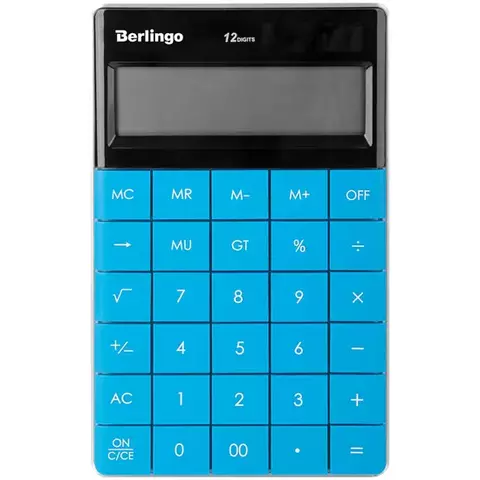 Калькулятор настольный Berlingo "PowerTX" 12 разр. двойное питание 165*105*13 мм. синий