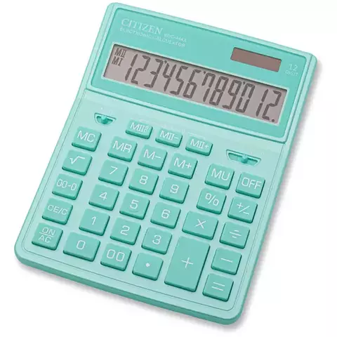 Калькулятор настольный Citizen SDC444XRGNE 12 разрядов двойное питание 155*204*33 мм. бирюзовый