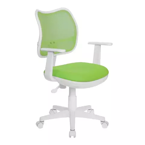 Кресло детское Бюрократ CH-W797 PL ткань салатовая/сетка механизм качания пластик белый