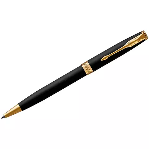 Ручка шариковая Parker "Sonnet Matte Black GT" черная 10 мм. поворот. подарочная упаковка