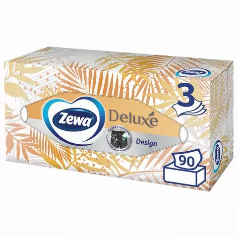 Салфетки косметические 90 шт. в картонном боксе 3-слойные ZEWA Deluxe Design