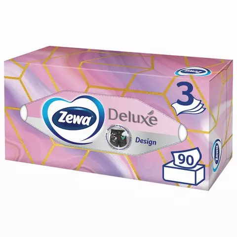 Салфетки косметические 90 шт. в картонном боксе 3-слойные ZEWA Deluxe Design