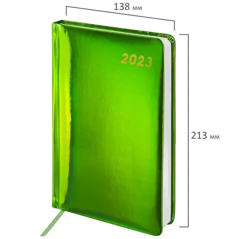 Ежедневник датированный 2023 А5 138x213 мм. Brauberg "Holiday" под кожу "зеркальный" зеленый