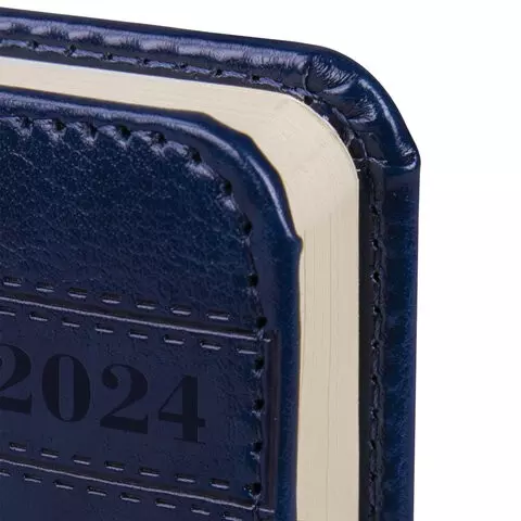 Ежедневник датированный 2024 малый формат А6 100х150 мм. Brauberg "Imperial" под кожу синий