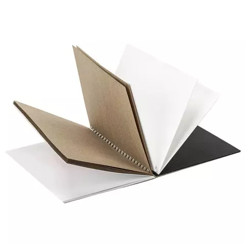 Скетчбук 4 типа бумаги (акварельная белая черная крафт) 146х204 мм. 60 л. гребень Brauberg Art