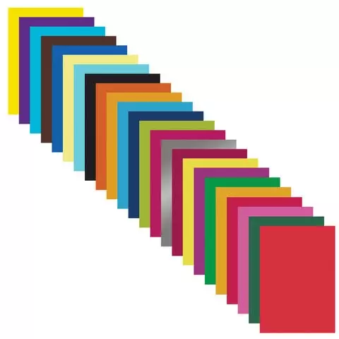 Цветная бумага А4 мелованная 24 листов 24 цвета папка индивидуальная упаковка Brauberg Kids 200х280 мм.