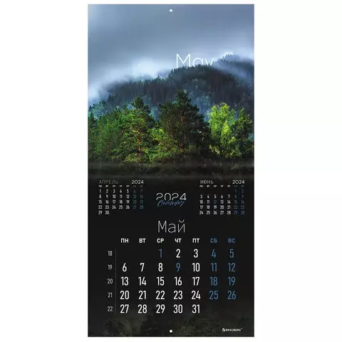 Календарь настенный перекидной на 2024 г. Brauberg 12 листов 29х29 см. "Магия природы"