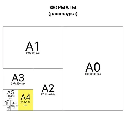 Бумага писчая в клетку А4 65г./м2 100 листов Россия белизна 92% (ISO) Staff