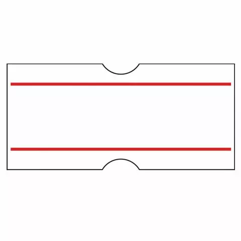 Этикет-лента 21х12 мм. прямоугольная белая с красной полосой комплект 5 рулонов по 600 шт. Brauberg