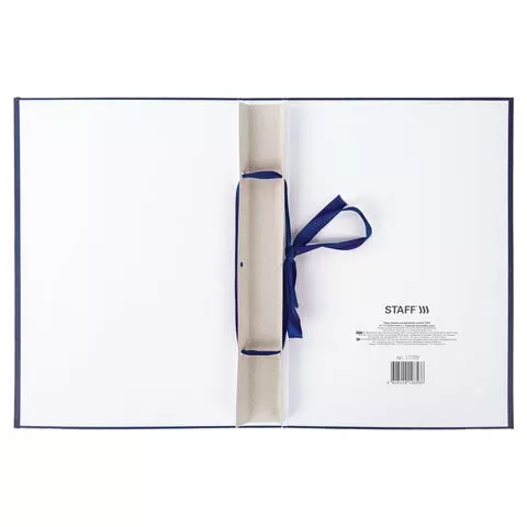 Папка-обложка для дипломного проекта Staff А4 215х305 мм. фольга 3 отверстия под дырокол шнур синяя