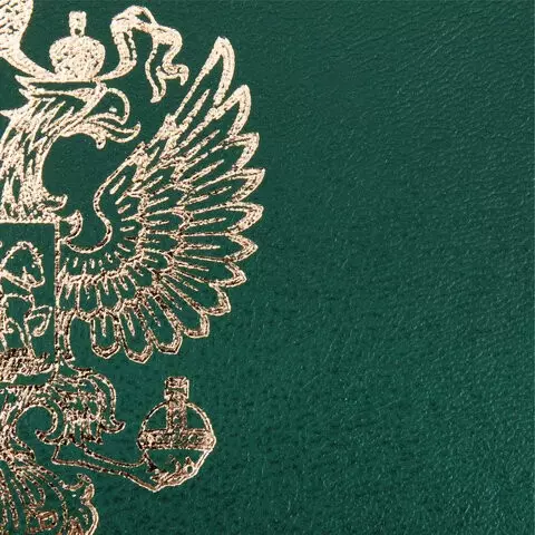Папка адресная бумвинил с гербом России формат А4 зеленая индивидуальная упаковка Staff "Basic"