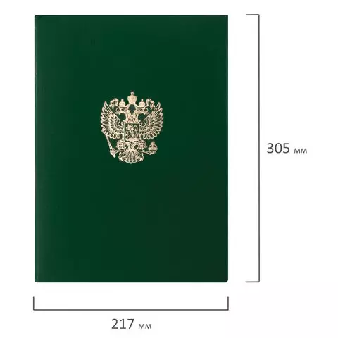 Папка адресная бумвинил с гербом России формат А4 зеленая индивидуальная упаковка Staff "Basic"